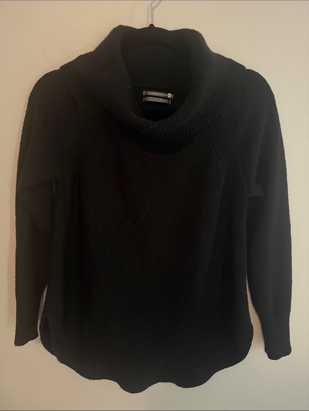 Anthropologie Black Cowl Neck Sweater, size Petite Medium